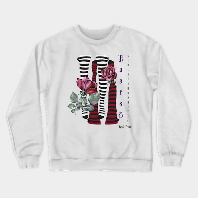 Roses and Stockings Crewneck Sweatshirt by SusieAntaraCreative